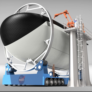 航天器维修机械手8.6米高台架子3D三维几何数模型假人多轮平板车