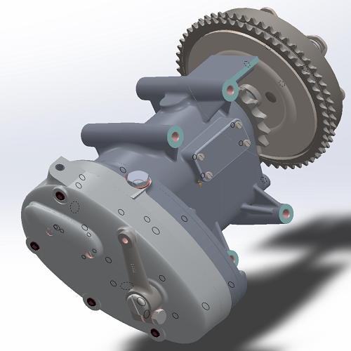 5速换挡赛车摩托车变速箱3D三维几何数模型变速器齿轮箱Solidwork