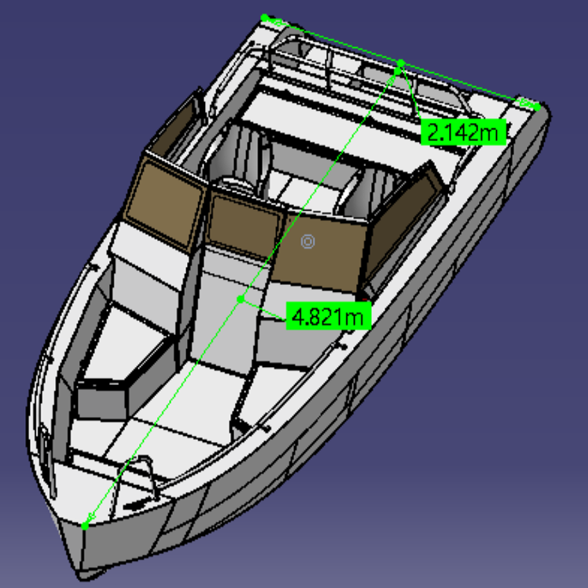 小快船游艇3D三维几何数模型垂钓渔船舶stp图纸曲面造型CAD