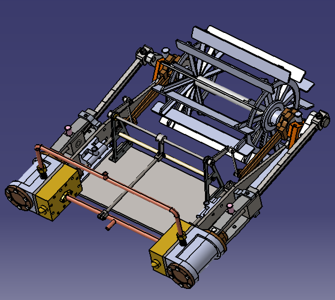 船用尾轮桨推进器蒸汽发动机活塞推杆3D三维几何数模型Solidworks