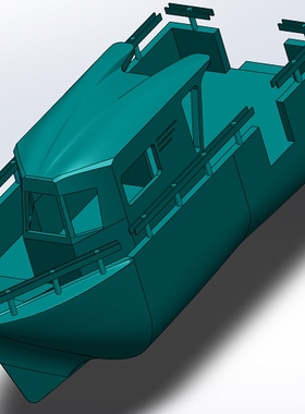 12米带棚游艇小船舶渔船垂钓鱼船曲面3D三维几何数模型Solidworks