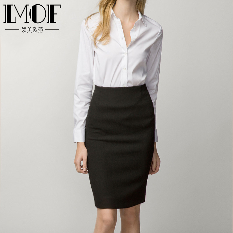 领美欧范春夏新工作职业西装半身裙女面试修身开叉包臀正装一步裙