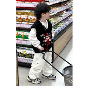 ·破洞V领针织马甲 春季 Jimmy妈童装 可爱小猫