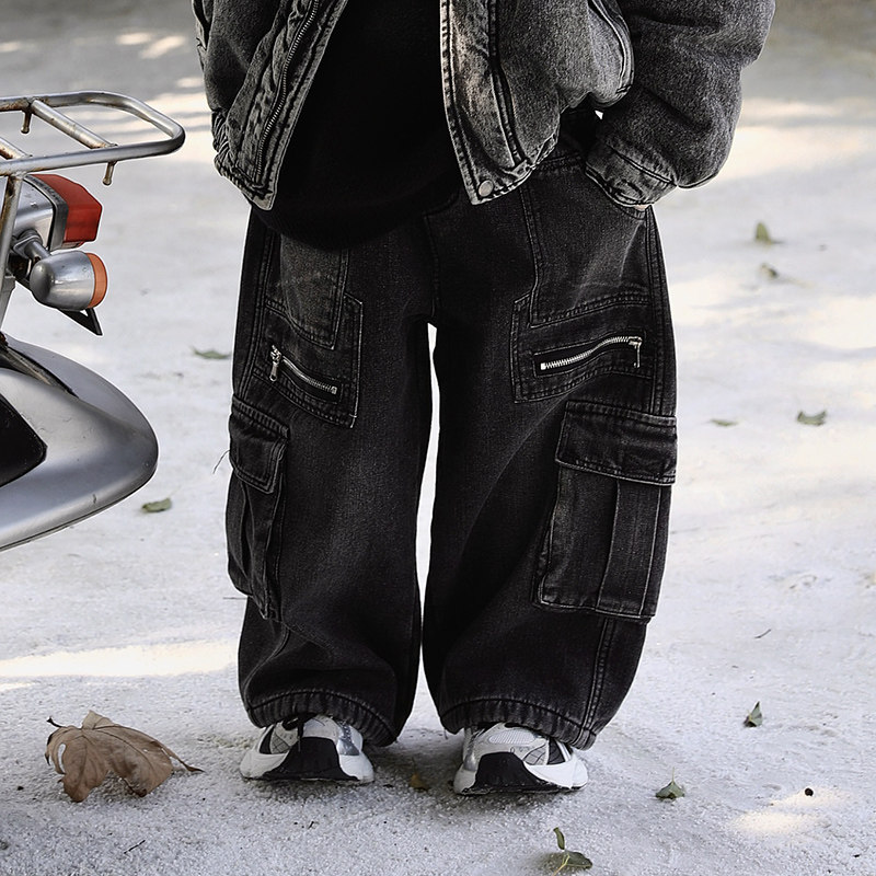 Jimmy妈童装【煞费酷心】拉链工装风多口袋加绒牛仔裤,童装/婴儿装/亲子装,裤子,淘宝优惠券,粉丝福利购,淘宝优惠卷