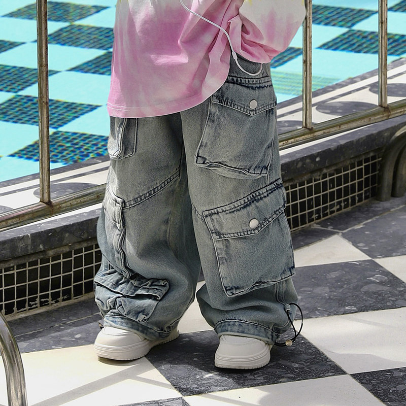 Jimmy妈童品 痞帅至上 春季新款儿童多口袋工装风重工水洗牛仔裤,童装/婴儿装/亲子装,儿童牛仔裤,淘宝优惠券,粉丝福利购,淘宝优惠卷