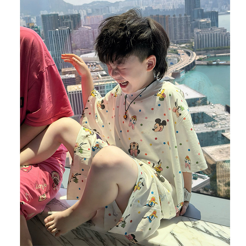 Jimmy妈童装【快乐居家】夏季&middot;卡通印花短袖睡衣套装