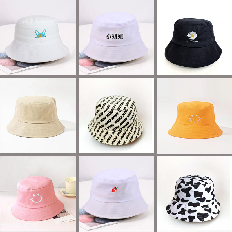 夏季新品男女帽渔夫帽遮阳帽双面戴帽子纯棉防晒遮脸百搭