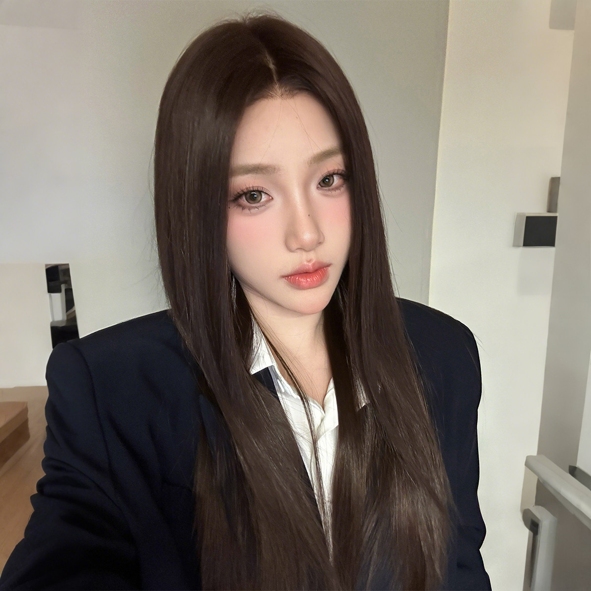 《在韩学姐》尚蔻假发全头套女仿真人发丝日常黑长直中分自然气质