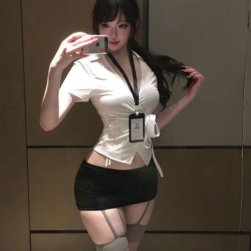 性感秘书制服情趣味套装女OL收腰包臀裙一片式系带角色扮演睡衣