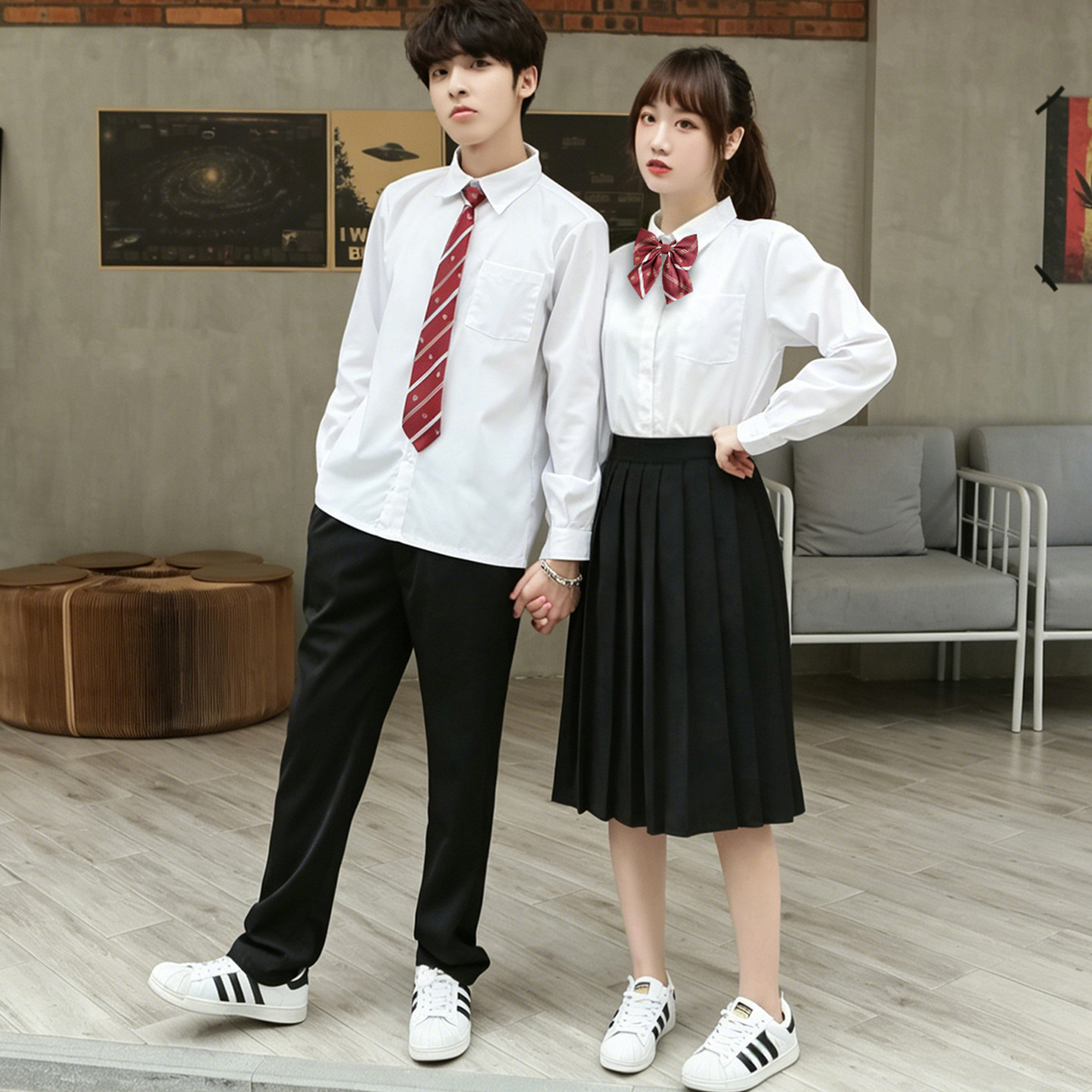 网红韩版学生装绣花毕业裙子校服
