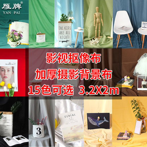 雁牌网红直播3.2X2m加厚绿色抠像布幕布照相摄影棚拍照摄影背景布