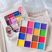 日浩眼影盘16色六一演出舞台妆初学者珠光黄绿蓝彩色闪亮化妆品