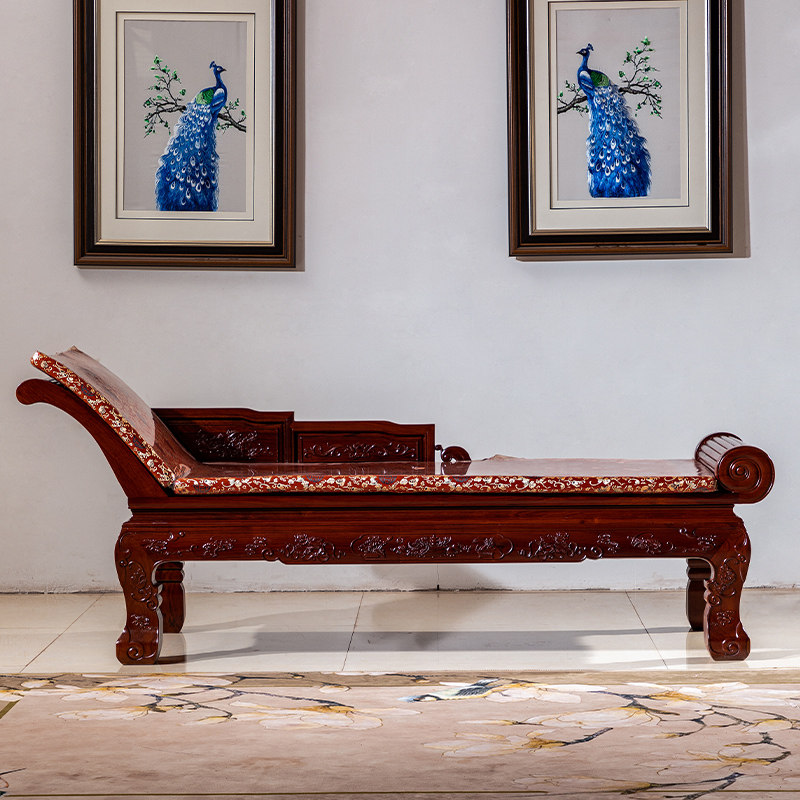 红木家具老挝红酸枝贵妃椅巴里黄檀午睡椅中式实木美人榻休闲躺椅