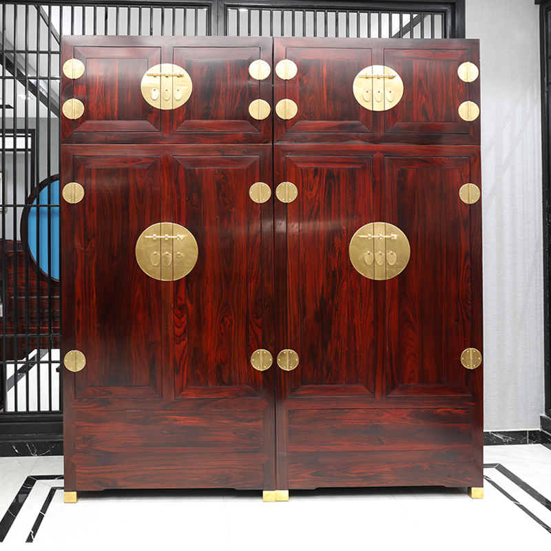 红木顶箱柜 印尼黑酸枝阔叶黄檀大衣柜国标红木衣柜实木卧室家具