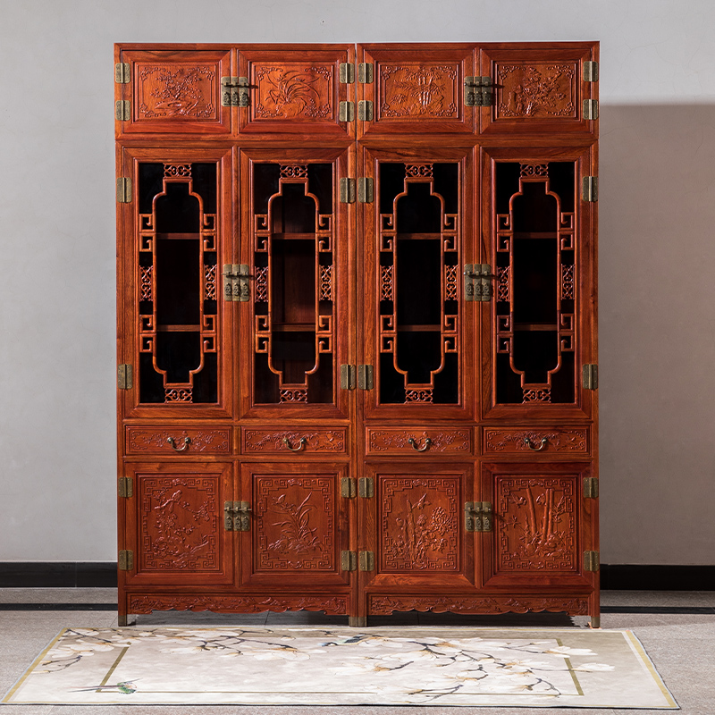 缅甸花梨红木家具书柜中式书桌