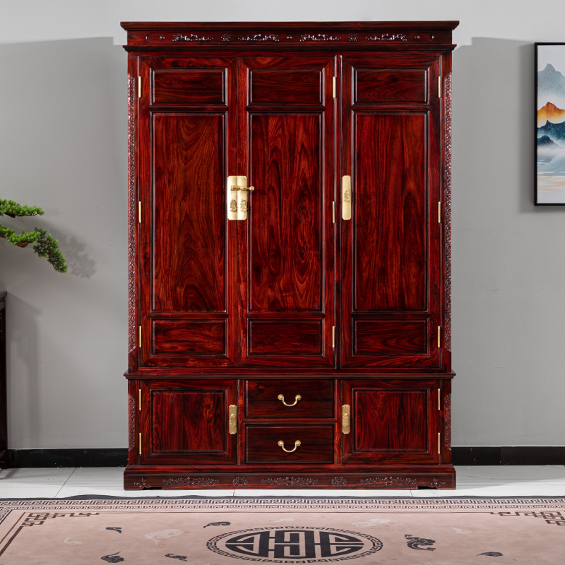 衣柜实木柜储物柜卧室3门顶箱柜