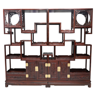印尼黑酸枝博古架中式古典隔断实木多宝阁古董架阔叶黄檀红木家具