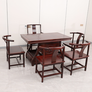 新中式红木茶桌印尼黑酸枝木功夫茶艺桌阔叶黄檀泡茶桌红木茶台椅