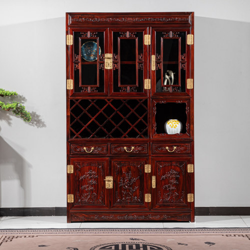 酒柜餐厅柜九鱼福餐厅新中式碗柜