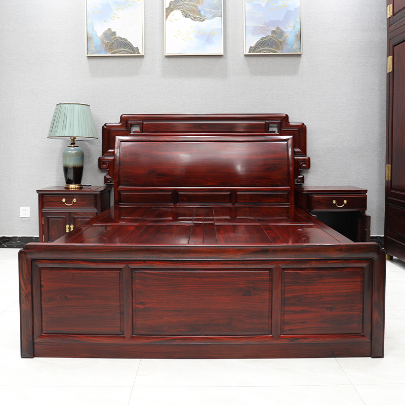 红木家具红木床印尼黑酸枝国标红木阔叶黄檀素面双人实木床1.8米|msdalam kategori perabot kediaman, 红木家具, 红木床 - dari Buy2taobao.com untuk memberikan perkhidmatan ejen Taobao profesional membeli
