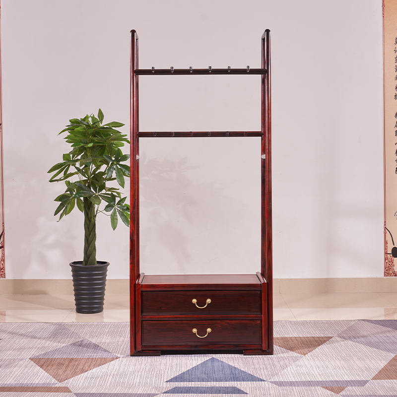 红木衣帽架 印尼黑酸枝穿衣架阔叶黄檀落地实木衣架中式衣帽杆
