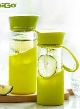 MIGO防爆耐高温玻璃杯硅胶防烫水杯茶隔过滤家用办公旅行马卡龙色