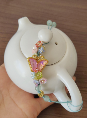 手工茶道配件紫砂壶盖提溜保护绳功夫茶防摔绳连接绳石瓢壶系壶绳