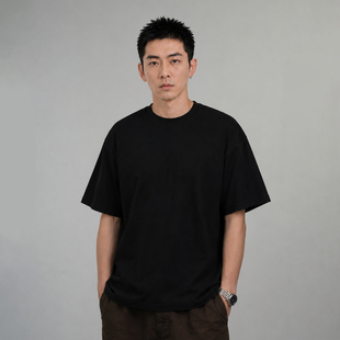 分寸衣橱 美式廓形落肩短袖260克重磅 夏凉感舒适通勤上衣T恤男款