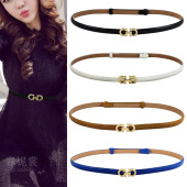 D字伸缩皮带 连衣裙细皮带漆皮简约窄款 腰带女装 饰百搭配裙子时尚