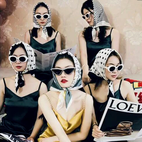 晨拍拍照道具复古法式方巾墨镜