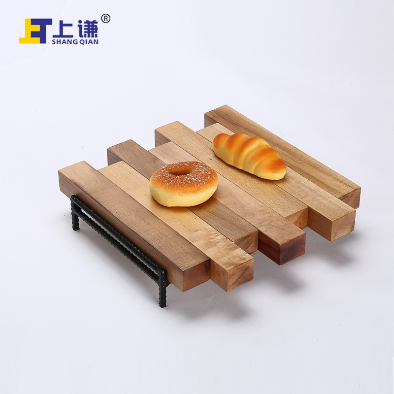 上谦色木方托架糕点西饼蛋糕面包房烘焙展柜中岛柜陈列软装陈设