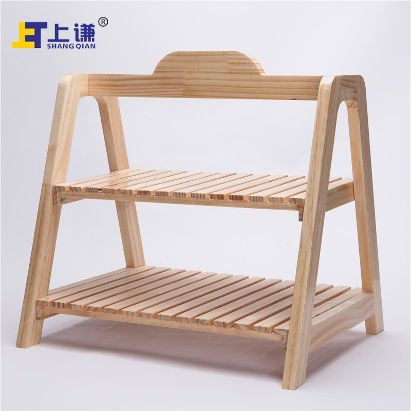 上谦两层松木托架糕点西饼蛋糕面包房烘焙展柜中岛柜陈列软装陈设