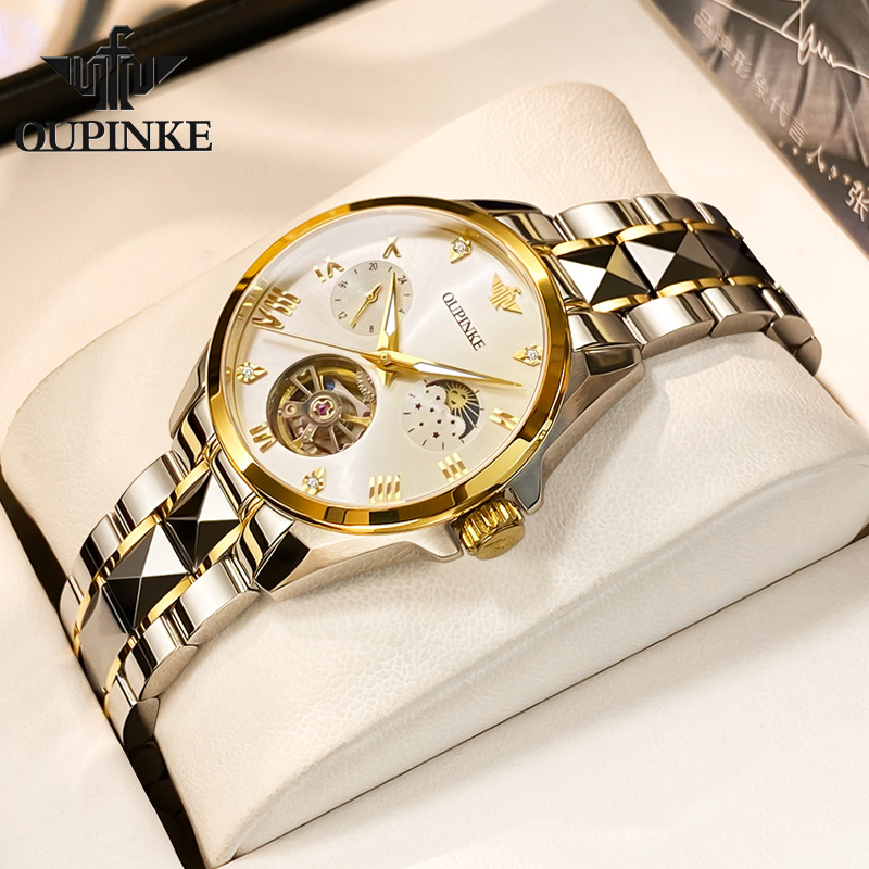 欧品客镂空时尚女士机械表防水