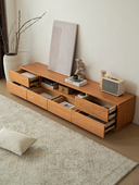 日式 收纳柜极简矮柜带抽屉大储物柜 樱桃木全实木电视柜客厅落地式