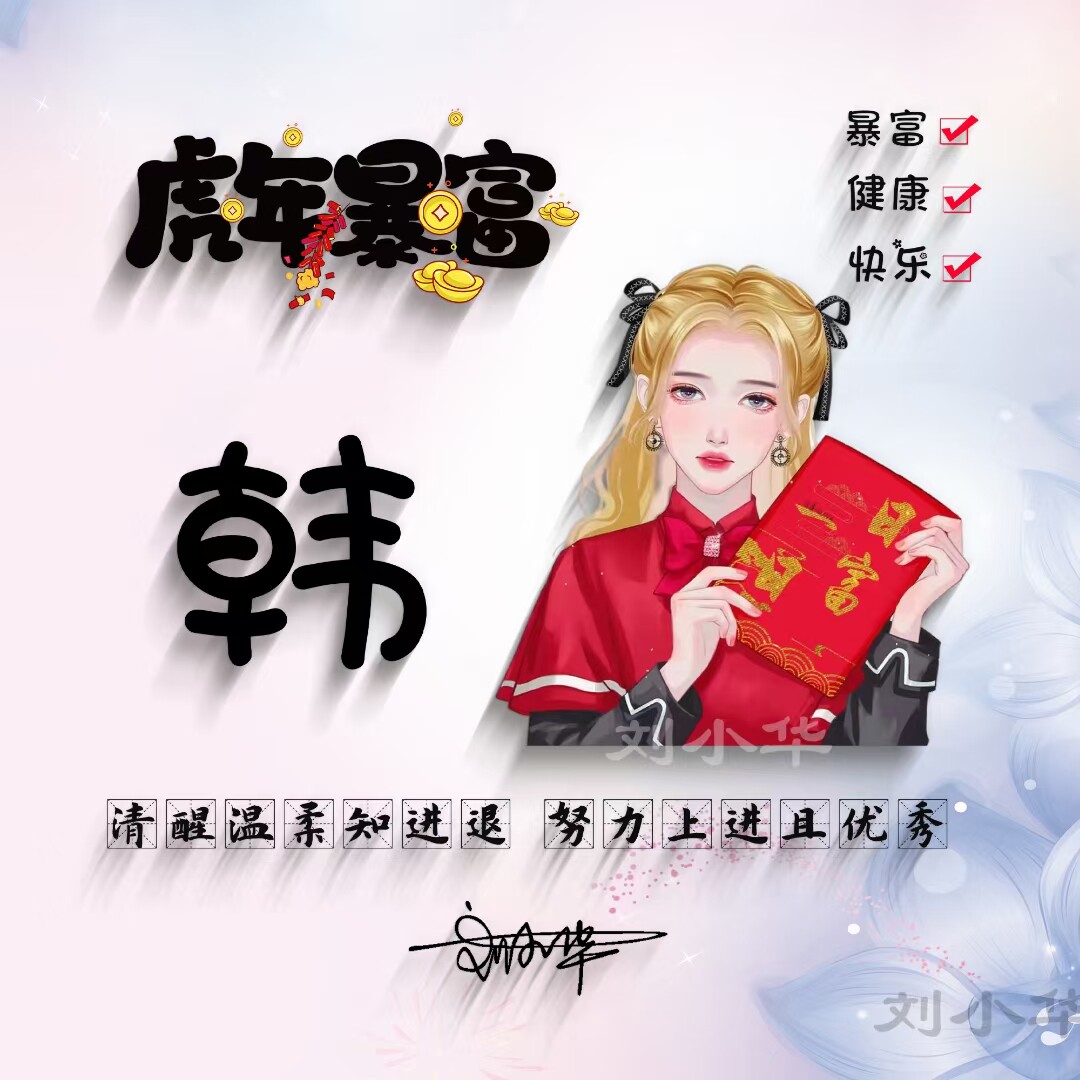虎年暴富头像2022好运头像微信情侣头像喜庆日富一日姓氏头像制作