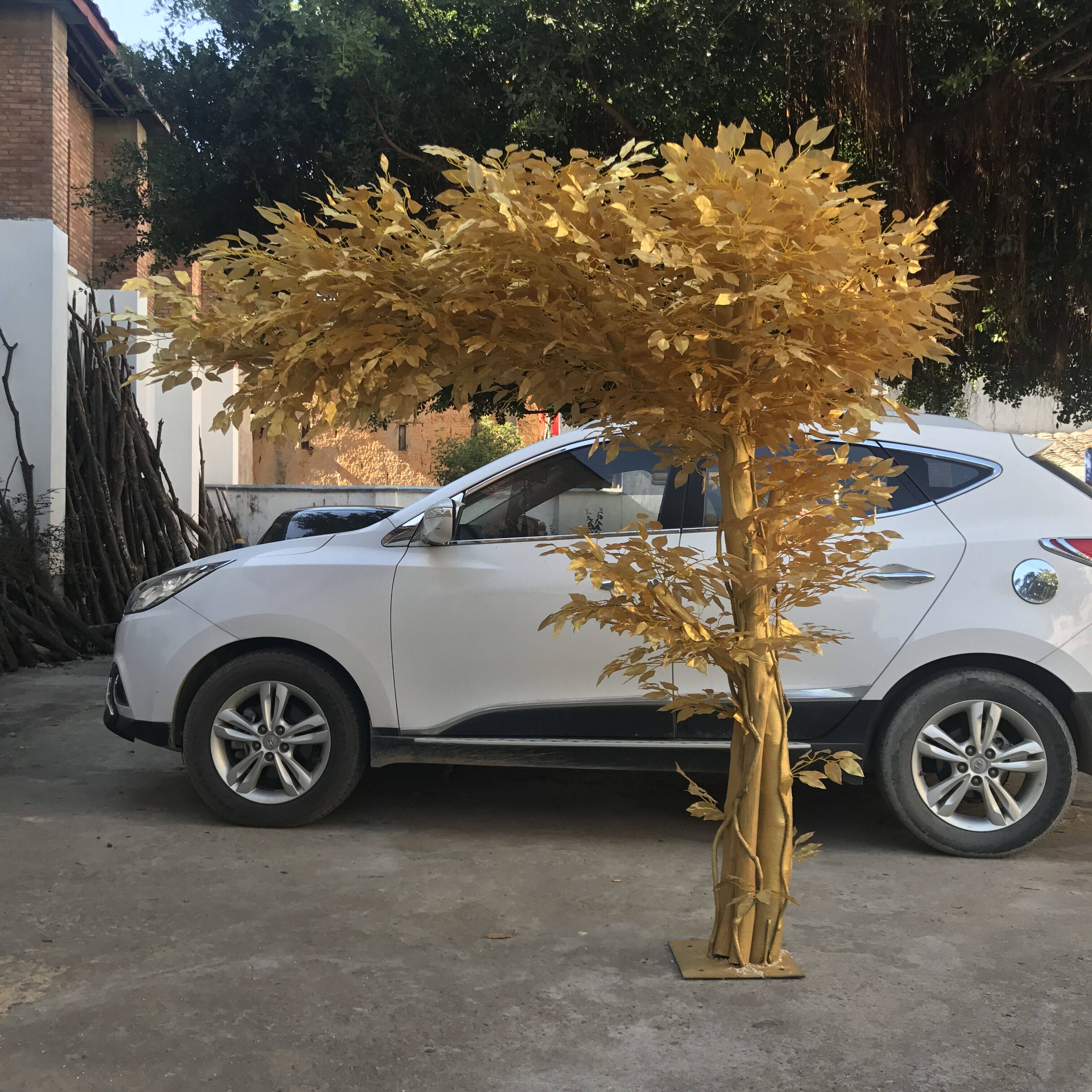 仿真金色榕树婚礼酒店庆典装饰树造型仿真树金色许愿树落地包邮