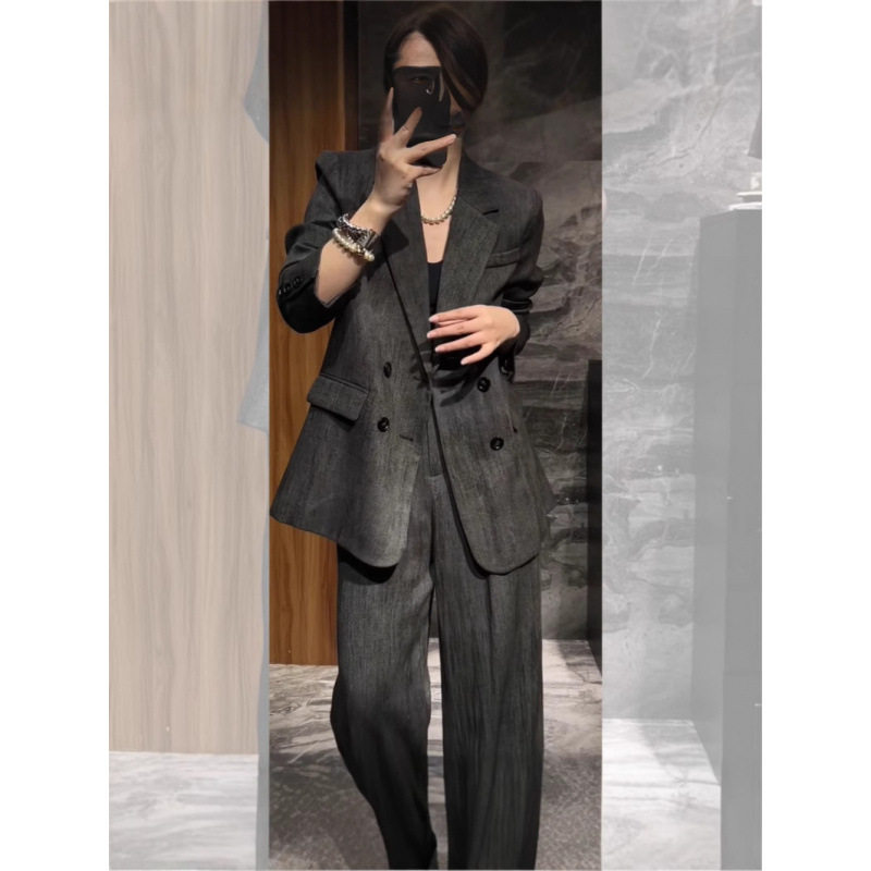2765大码女装通勤职业西装套装胖mm早春时尚轻熟风阔腿裤西服外套