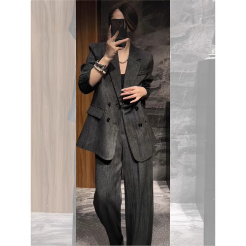 2765大码女装通勤职业西装套装胖mm早春时尚轻熟风阔腿裤西服外套