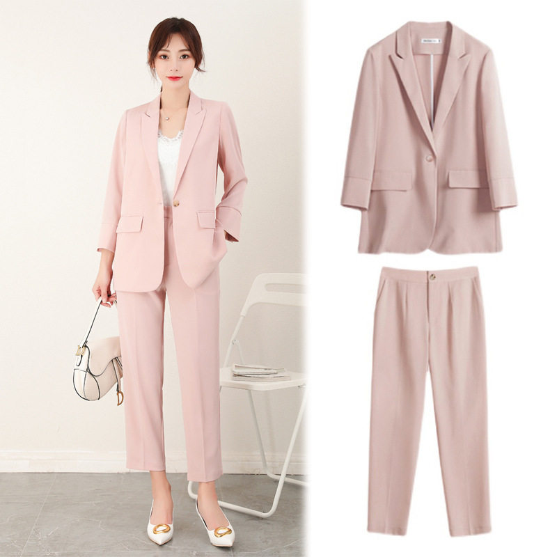 2132大码女装薄款小西装外套女2021夏季胖mm垂感职业工装西服套装