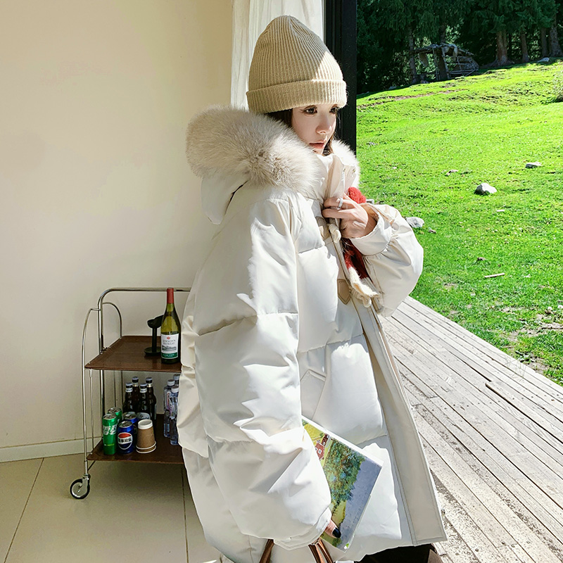 90白鸭绒牛角扣羽绒服女冬小个子