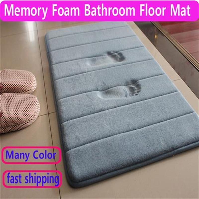 Memory Foam Bathroom Floor Mat Rug慢回弹棉纯色浴室防滑地垫