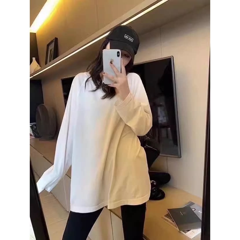 满2包邮 高品质双面德绒白t男女情侣长袖t高品质 u家同款叠穿神器