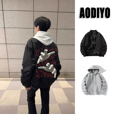 棒球领春秋季潮男穿搭宽松版外套