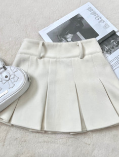 首尔艺高 韩版磨毛百褶毛呢a字半裙百搭显瘦学院风短裙