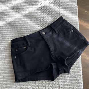 热辣腿精黑色牛仔短裤2025春季新款三分裤显瘦包臀热裤