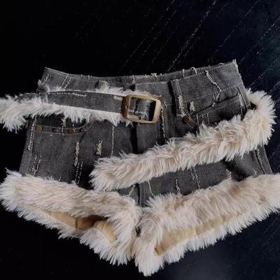 纯野狙击复古辣妹性感毛毛牛仔