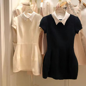 连衣裙女 miu系千金感花苞纹理廓形泡泡袖 满分元 英