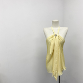 女连身裙女装 新款 夏季 美背A字黄色连衣裙女 夏日冰维C