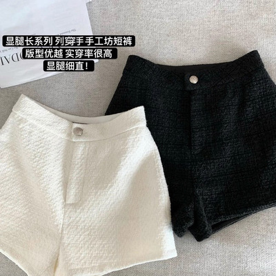 粗毛呢外穿短裤百搭休闲裤子潮