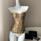 上衣 复古提花抹胸鱼骨收腰造型感新中式 浮世绘 法式